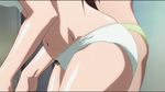  animated animated_gif bra breasts brown_hair dressing large_breasts long_hair mitsuki_sohara navel panties screencap shiny_skin sora_no_otoshimono underwear 