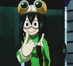  animated animated_gif asui_tsuyu black_hair bodysuit boku_no_hero_academia breasts gloves goggles long_hair 