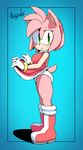  2016 absurd_res amy_rose anthro argento boots clothed clothing dress female footwear fur gloves green_eyes hair hedgehog hi_res looking_at_viewer mammal panties panty_shot pink_fur pink_hair simple_background solo sonic_(series) underwear 