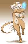  2016 angry anthro blue_eyes breasts cream_hair feline female fur gradient_background hi_res kittydee lion magic mammal nipple_piercing nipples nude piercing pussy simple_background tan_fur 