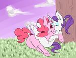  2016 butt cuddling duo earth_pony equine eyes_closed featureless_crotch female female/female feral feral_on_feral friendship_is_magic hair horn horse inner_ear_fluff kissing legs_up low_res lying mammal my_little_pony ogaraorcynder on_back outside pink_hair pinkie_pie_(mlp) pony ponytail purple_hair raised_tail rarity_(mlp) tree underhoof unicorn 