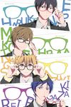  blue_hair free! glasses hazuki_nagisa male_focus multiple_boys nanase_haruka_(free!) purple_eyes ryuugazaki_rei tachibana_makoto 