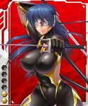  blue_hair bodysuit breasts covered_eyes female large_breasts legs long_hair ninja shika_asatsuki taimanin_asagi taimanin_asagi_battle_arena visor zol 