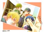  blush free! hazuki_nagisa male_focus multiple_boys nanase_haruka_(free!) ryuugazaki_rei scarf tachibana_makoto 