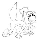  all_fours anthro big_dom_small_sub black_and_white canine chip_(sonic) duo eroborus fox kitsune_(ero) line_art looking_pleasured lying male male/male mammal monochrome nude on_front scrunchy_face sex side_view size_difference sonic_(series) surprise wide_eyed 