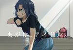  blue_hair hinoshita_akame idolmaster idolmaster_million_live! nanao_yuriko open_mouth profile solo sweat yellow_eyes 