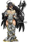  ahoge albedo bare_shoulders black_hair black_wings breasts demon_girl gloves hair_between_eyes highres hip_vent horns large_breasts long_hair overlord_(maruyama) perky_breasts sachito solo wide_hips wings yellow_eyes 