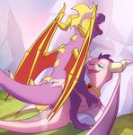  2016 animal_genitalia animal_penis blitzdrachin collar dragon duo ember_(spyro) female feral feral_on_feral horn male male/female open_mouth penetration penis pussy_juice sex spyro spyro_the_dragon tongue tongue_out vaginal vaginal_penetration video_games wings 