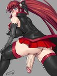  black_gloves blush breasts decensored elbow_gloves flaccid futanari genderswap gloves hair_ribbon happinesscharge_precure! long_hair looking_back obui penis phantom_(happinesscharge_precure!) ponytail precure red_hair red_skirt ribbon sketch skirt solo uncensored unlovely_(happinesscharge_precure!) very_long_hair 