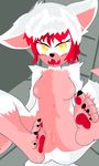  2016 4_toes animatronic anthro anus black_nose breasts canine digital_media_(artwork) e-01_(artist) feet female five_nights_at_freddy&#039;s five_nights_at_freddy&#039;s_2 fox freddy_(fnaf) funtime_foxy_(fnaf) fur hair looking_at_viewer machine mammal mangle_(fnaf) nipples nude open_mouth paws pink_fur pussy pussy_juice red_fur robot saliva shadow simple_background solo spreading teeth toes video_games white_fur yellow_eyes 
