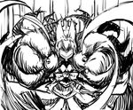  animal_ears attacking_viewer body_markings breasts casting_spell claws cleavage dress facial_mark fantasy floating floating_clothes fox_ears fox_tail greyscale grin impossible_clothes impossible_hair japanese_clothes jingai_modoki kimono large_breasts long_hair looking_at_viewer mon-musu_quest! monochrome monster_girl multiple_tails open_eyes paws pointy_ears ponytail sharp_teeth simple_background sleeveless smile smirk solo tail teeth torotoro_resistance yao_(mon-musu_quest!) 