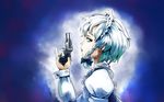  aura braid derringer grey_eyes gun handgun izayoi_sakuya juliet_sleeves long_sleeves looking_at_viewer maid maid_headdress portrait puffy_sleeves short_hair silver_hair sinzan solo touhou twin_braids weapon 