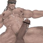  abs bara big_boss body_hair erection eyepatch headband male_focus metal_gear_solid muscle nipples nude pecs penis solo 