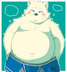  2016 96k-k band-aid bandage bear blush boxers_(clothing) clothing kemono male mammal polar_bear simple_background slightly_chubby solo underwear 