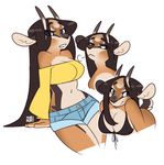  antelope anthro antlers bra breasts breath clothed clothing female gazelle half-closed_eyes horn mammal morgan_(sorimori) multiple_images navel simple_background solo sorimori underwear white_background wide_hips 