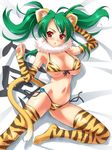  animal_humanoid big_breasts bikini blush breasts cat_humanoid chamcham clothed clothing ddlngo elbow_gloves feline female gloves green_hair hair humanoid legwear mammal pose red_eyes samurai_shodown skimpy solo swimsuit thigh_highs tight_clothing video_games 