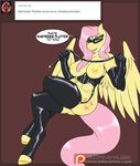  2015 anthro anthrofied areola ask_blog avante92 big_breasts breasts brown_background clothing colored corset crossed_legs cutie_mark dialogue dominatrix elbow_gloves english_text equine feathered_wings feathers female fluttershy_(mlp) friendship_is_magic gloves hair hi_res holding_object hooves legwear long_hair mammal mask my_little_pony nipples patreon pegasus pink_hair plots-n-blush rubber simple_background solo stockings text thigh_highs tumblr whip wings yellow_nipples 
