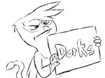  aaron_amethyst angry avian digital_media_(artwork) friendship_is_magic frown gilda_(mlp) gryphon meme monochrome my_little_pony reaction_image sign simple_background sketch solo white_background 
