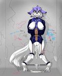  after_sex angry anthro bdsm bondage bound breasts collar cum cum_inside cum_on_breasts cum_on_face digimon ear_piercing female garurumon looking_at_viewer nipples nude piercing pussy raped rubber snowiezegreight solo straitjacket 