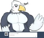  animal_crossing apollo_(animal_crossing) avian bird black_eyes eagle feathers foxler male muscular nintendo nude pecs pubes thick_eyebrows video_games white_feathers 