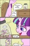  absurd_res comic cutie_mark dialogue duo english_text equine female fluttershy_(mlp) friendship_is_magic gtsdev hair half-closed_eyes hi_res hooves horn inside jar mammal micro multicolored_hair my_little_pony open_mouth pegasus pink_hair starlight_glimmer_(mlp) text two_tone_hair unicorn wings 