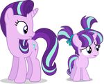  age_difference cutie_mark equine female feral friendship_is_magic ggalleonalliance_(artist) hair horn mammal multicolored_hair my_little_pony square_crossover starlight_glimmer_(mlp) two_tone_hair unicorn young 