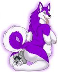  2015 anal_vore anthro anus areola belly big_belly black_hair black_nose blue_eyes breasts butt canine corganda dog duo ear_piercing eyebrow_piercing eyewear facial_piercing female fur glasses grey_fur hair husky keda kneeling larger_female long_hair looking_at_viewer looking_back male male/female mamahusky mammal nipples nude piercing pink_nipples purple_fur purple_hair raised_tail rear_view side_boob simple_background size_difference smaller_male smile teeth tongue tongue_out vore white_background yellow_eyes yellow_fur 