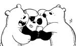  bear cartoon_network grizzly_(character) hug ice_bear male mammal monochrome panda panda_(character) phone polar_bear smile thefatpanda we_bare_bears 