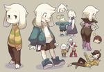  4boys androgynous aoneko asriel_dreemurr asriel_dreemurr_(cosplay) blue_eyes blush brothers cosplay fang flower_in_mouth frisk_(undertale) heart laughing mettaton mettaton_ex mettaton_ex_(cosplay) monster_boy mother_and_son multiple_boys papyrus_(undertale) pose sans sans_(cosplay) scarf siblings skeleton sparkle spoilers toriel undertale v 