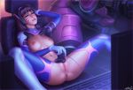  breasts d.va_(overwatch) game_controller masturbation nipples overwatch personal_ami pussy solo spread_legs uncensored wet_pussy 