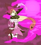  blonde_hair book detached_sleeves feather_boa flat_chest green_eyes hat long_hair magilou_(tales) panties pointy_ears tales_of_(series) tales_of_berseria thighhighs witch_hat 