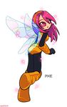  ass awabuta boots character_name eyebrows eyelashes fairy_wings from_behind full_body hairband looking_back marvel megan_gwynn open_mouth pink_eyes pink_hair pixie_(x-men) pointy_ears smile solo superhero twitter_username wings x-men 