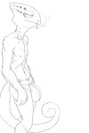  anthro bulge chameleon cigarette clothed clothing ducati fetish_gear greyscale leather leon_powalski line_art lizard looking_at_viewer male monochrome naughty_face nintendo nipples reptile scalie side_view slim smoking solo standing star_fox thong topless video_games 