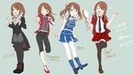  adapted_costume altessimo amattle aqua_eyes beit belt black_legwear black_neckwear boots brown_hair dramatic_stars drill_hair full_body hair_down high_x_joker idolmaster idolmaster_side-m male_focus mizushima_saki multiple_boys multiple_persona necktie otoko_no_ko pantyhose plaid plaid_skirt pleated_skirt short_twintails shorts skirt thighhighs twin_drills twintails white_legwear 