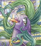  female fur green_eyes green_hair hair maniac my_little_pony open_mouth outside purple_fur red_eyes solo spray_can teeth the-wizard-of-art tongue 