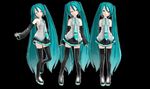  aqua hair hatsune_miku miniskirt multiple_girls thighhighs very_long_hair vocaloid 