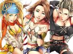  al_bhed_eyes blue_headband collage column_lineup cousins final_fantasy final_fantasy_x final_fantasy_x-2 green_eyes heterochromia hiromyan looking_at_viewer multiple_girls paine_(ff10) red_eyes rikku white_background yuna_(ff10) 