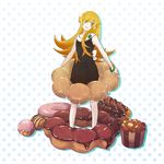  bakemonogatari blonde_hair dress food komae0611 long_hair oshino_shinobu solo 