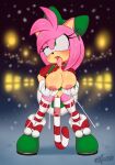 amy_rose anthro areola black_nose blush bodily_fluids breasts candy candy_cane clothing dessert digital_media_(artwork) eulipotyphlan excito eyelashes female food footwear front_view genitals gloves green_eyes handwear hedgehog hi_res improvised_dildo improvised_sex_toy lactating legwear mammal nipples open_mouth pattern_clothing pattern_legwear pussy sega solo sonic_the_hedgehog_(series) striped_clothing striped_legwear stripes tongue tongue_out vaginal