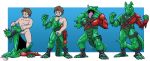2023 anthro biceps bodysuit bulge_groping clothing costume_transformation dragon epic_games featureless_crotch fingerless_gloves fortnite geometric_background glistening glistening_bodysuit glistening_clothing glistening_skinsuit gloves green_body grin handwear head_in_mouth hi_res horn human human_to_anthro hybrid_(fortnite) lizardman_(artist) male male/male mammal muscular muscular_anthro muscular_male nude pecs simple_background skinsuit smile solo species_transformation straps suit_transformation suiting suiting_up takeover tight_clothing transformation wingless_dragon yellow_sclera