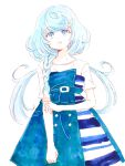  aikatsu!_(series) aikatsu_friends! alicia_charlotte asymmetrical_clothes blue_hair casual highres white_background yoiisand 