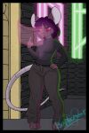 2:3 baphomeat black_body black_fur cybernetics cyberpunk fur hi_res lights machine neon pink_eyes purple_body purple_fur