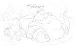 2022 angry anthro bag beach belly big_belly book bottomwear bovid building caprine cettus clothed clothing dialogue dragon duo english_text fat_rolls fritjof hi_res holding_bag holding_book holding_object huge_belly immobile macro male mammal moobs morbidly_obese morbidly_obese_anthro morbidly_obese_male nipples obese obese_anthro obese_male outside overweight overweight_anthro overweight_male pants plant sand seaside sheep shorts sitting size_difference sketch sketch_background snack_bar speech_bubble sun tail text thick_tail topless torn_clothing towel tree walking