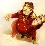  bad_id bad_pixiv_id brown_hair epaulettes fat fat_man fate/grand_order fate_(series) from_above head_wreath jewelry julius_caesar_(fate/grand_order) laurel_crown male_focus necktie ring solo st05254 toga 