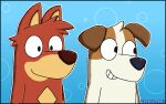 animated anthro bluey_(series) blush canid canine canis domestic_dog duo hunting_dog jack_russell_(bluey) jack_russell_terrier kissing kissing_cheek male male/male mammal rusty_(bluey) short_playtime tail tail_motion tailwag terrier zandermanith