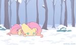 5:3 animated avroras_world blue_eyes chibi equid equine female fluttershy_(mlp) forest friendship_is_magic fur hair hasbro mammal my_little_pony pegasus pink_hair pink_tail plant short_playtime snow tail tree wings yellow_body yellow_fur