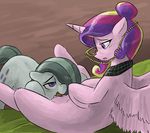  2016 blush cunnilingus cutie_mark duo earth_pony equine eye_contact eyewear female female/female feral friendship_is_magic glasses grey_hair hair hi_res horn horse mammal marble_pie_(mlp) multicolored_hair my_little_pony nipples oral pony princess_cadance_(mlp) purple_eyes pussy sex spread_legs spreading teats the-minuscule-task vaginal winged_unicorn wings 