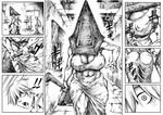  areola big_breasts breasts butt cleavage clothed clothing comic crossgender double_deck english_text erect_nipples female human konami male mammal monochrome monster nipple_bulge nipples open_mouth pyramid_head silent_hill text video_games weapon 