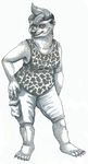  anthro armpits camo_print clothed clothing disney dog_tags ear_piercing female hand_on_hip honey_(zootopia) honey_badger looking_at_viewer mammal monochrome mustelid piercing ronff shirt shorts smile solo tank_top zootopia 