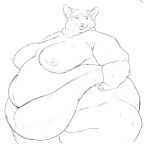 2021 anthro belly belly_overhang big_belly cettus domestic_cat fat_rolls felid feline felis hair hairless hairless_cat hakon_brandvold hand_on_hip huge_belly male mammal moobs morbidly_obese morbidly_obese_anthro morbidly_obese_male nipples nude obese obese_anthro obese_male overweight overweight_anthro overweight_male peterbald solo standing